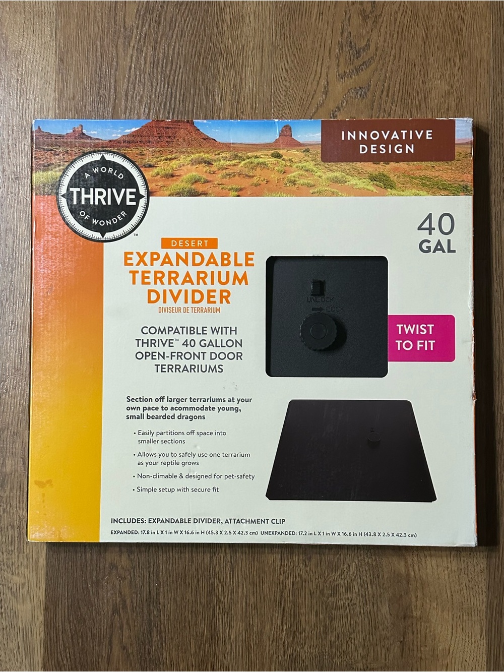 NEW Thrive Desert Expandable Terrarium Divider Fits 40 Gal. THR-21-1147250